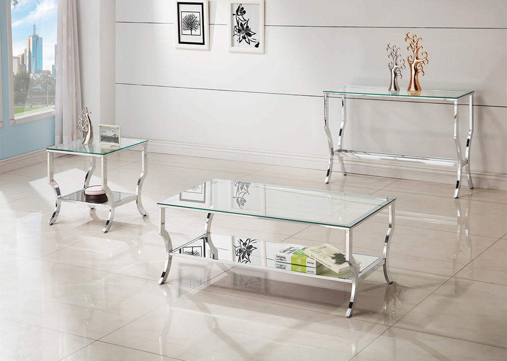 Rectangular Chrome & Glass Coffee Table