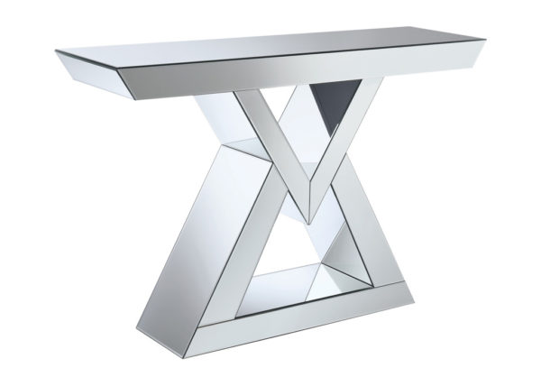 Mirrored Triangle-Shaped Console Table