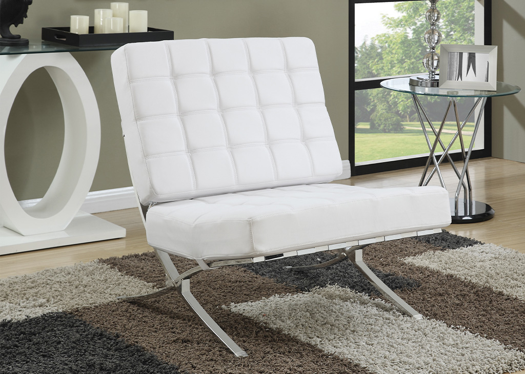 Contemporary Faux Leather Armless Accent Chair - White