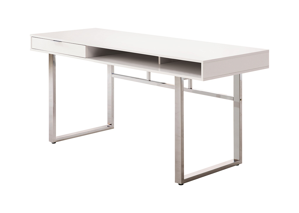 Contemporary Glossy White Writing Desk