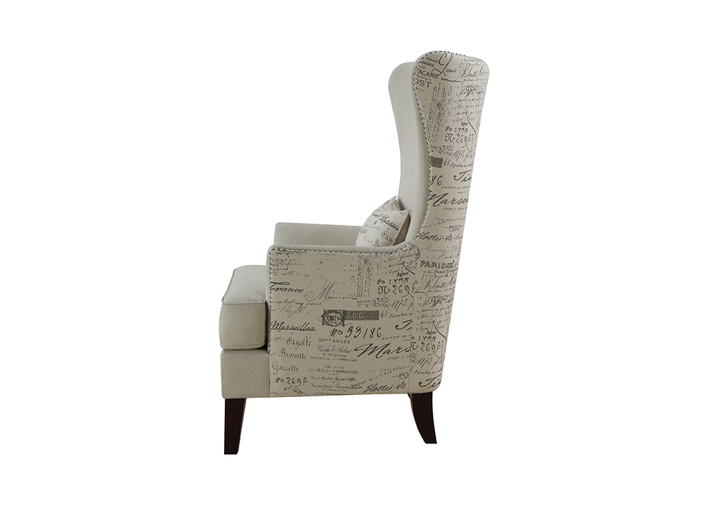 Cream French Script Accent Chair