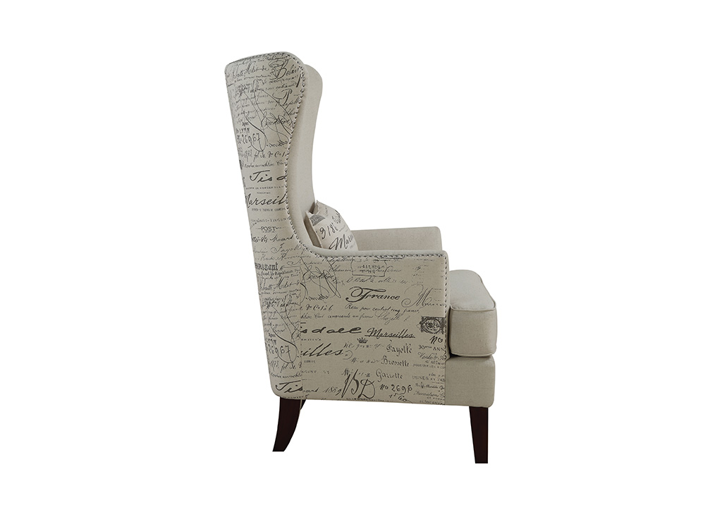 Cream French Script Accent Chair