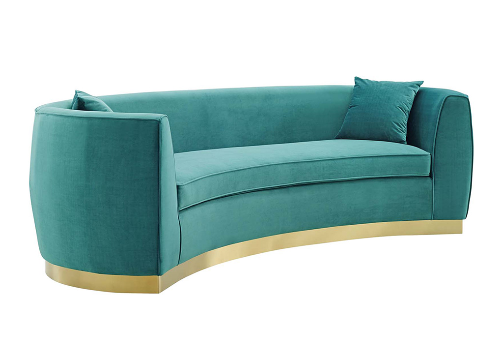 Glamorous Curved Velvet Sofa in Teal