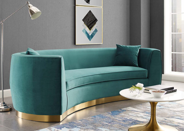 Glamorous Curved Velvet Sofa