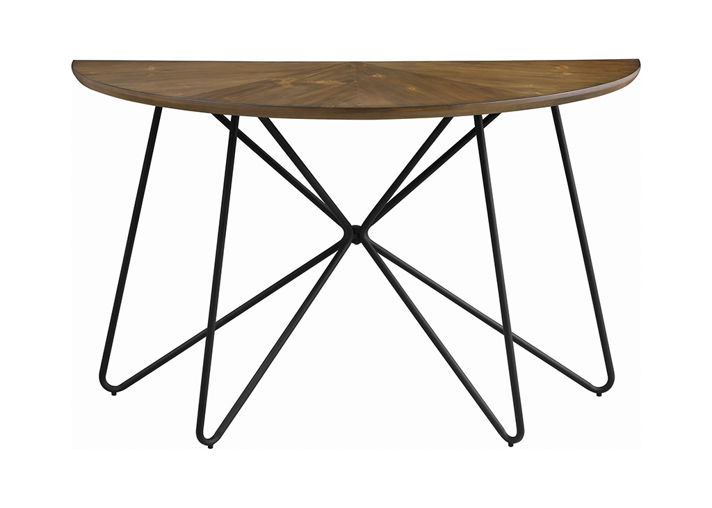 Dark Brown & Black Semicircle Sofa Table