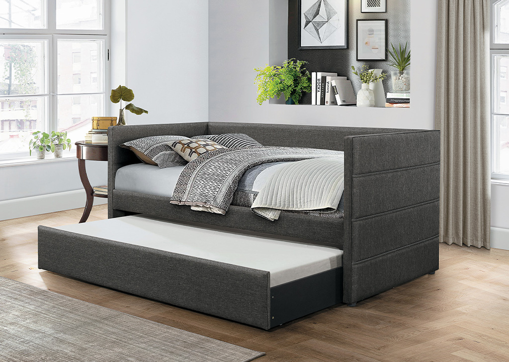Contemporary Dark Gray Daybed w/ Trundle