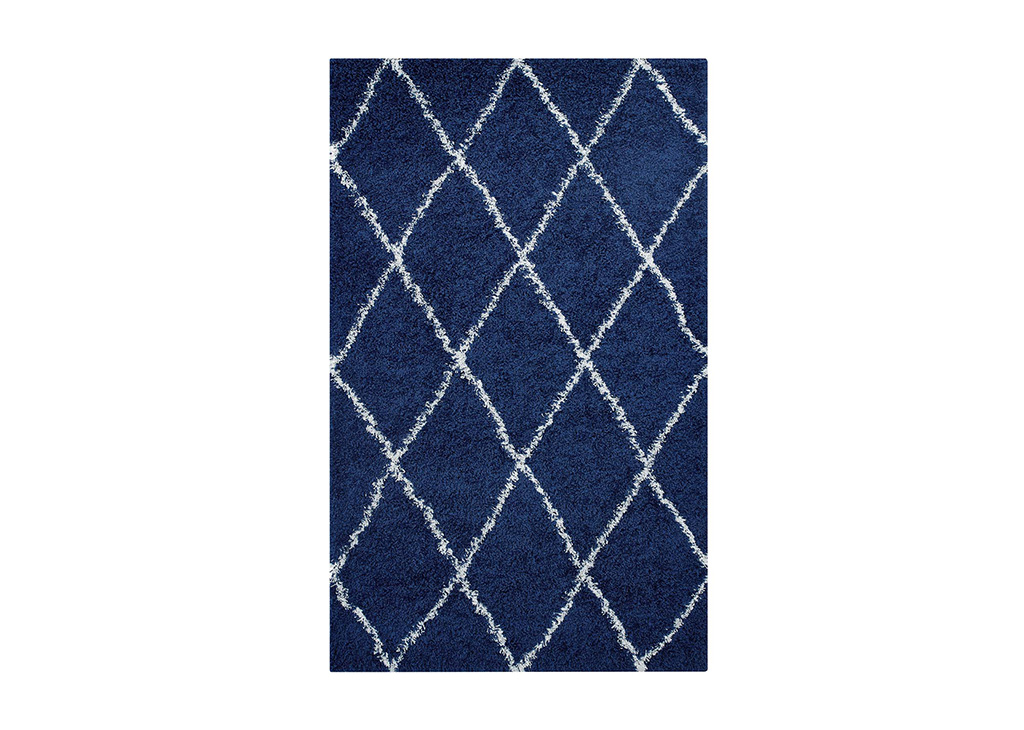 Diamond Shag Area Rug in Blue