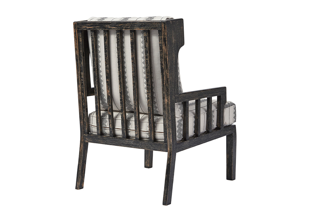 Distressed Black & Tribal Pattern Accent Chair