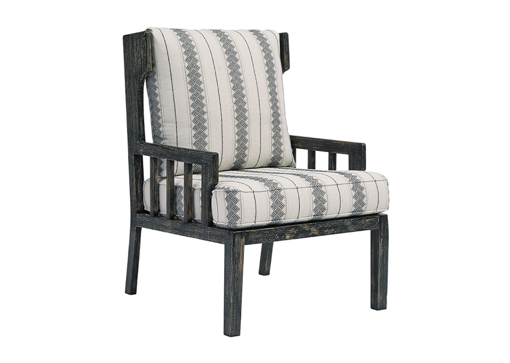 Distressed Black & Tribal Pattern Accent Chair