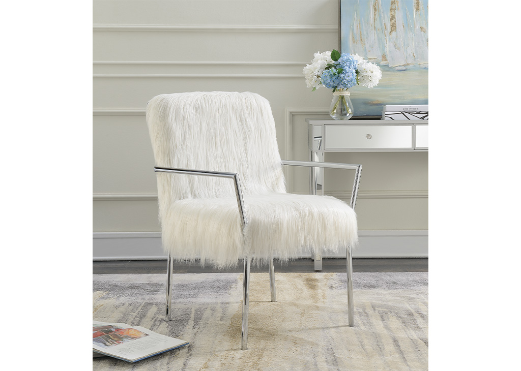 Faux Fur & Chrome Accent Chair