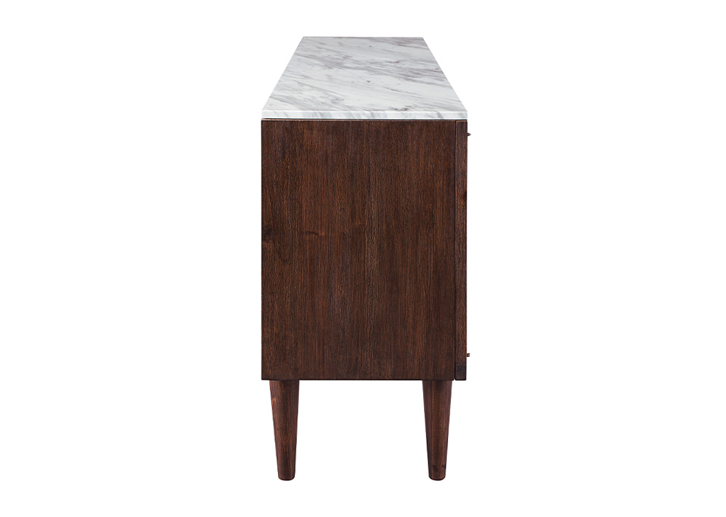 Brown & Faux Marble Accent Cabinet