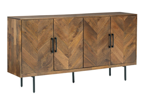 Brown Chevron Pattern Accent Cabinet