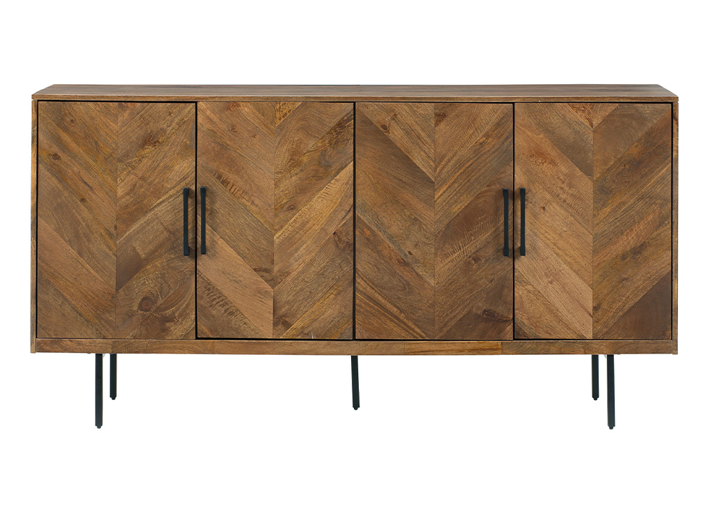 Brown Chevron Pattern Accent Cabinet