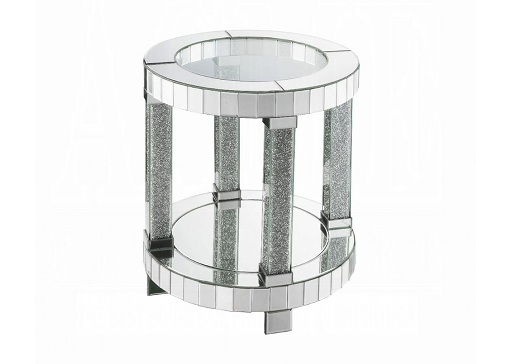 Round Faux Crystal Accent Table