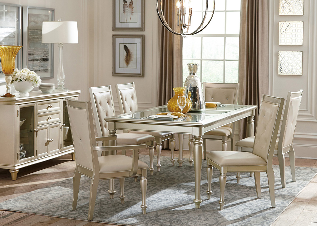 Glam Champagne 7 PC Dining Set