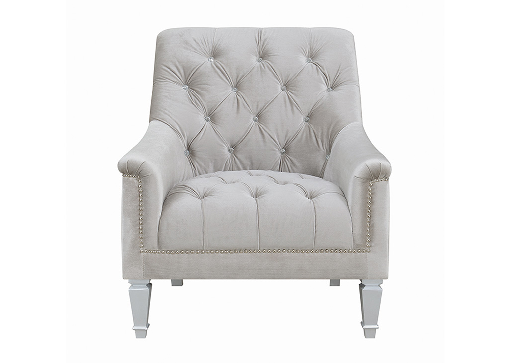 Glam Gray Velvet Tufted Accent Chair