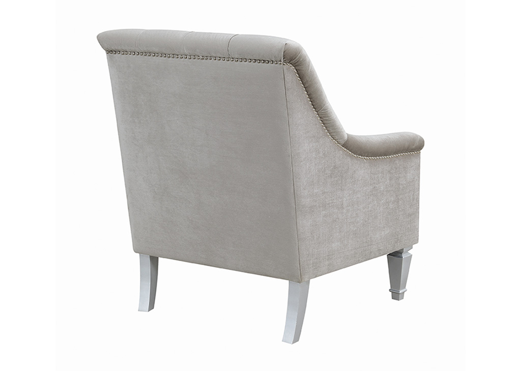 Glam Gray Velvet Tufted Accent Chair