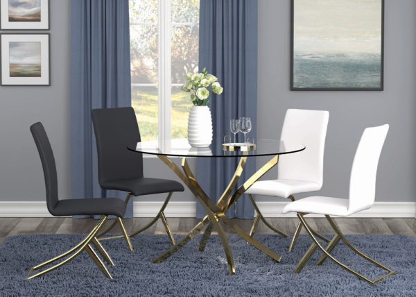 Glam Leatherette Criss-Cross Base Dining Chair Set