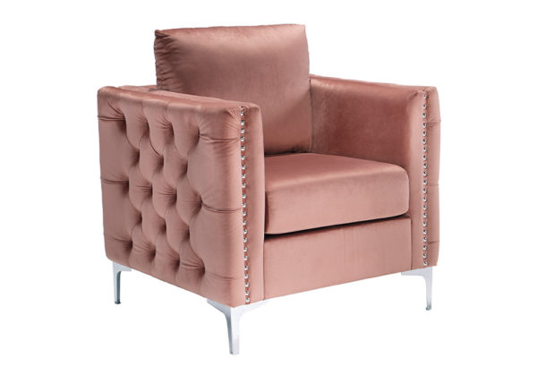 Glam Pink Tufted Micro Velvet Accent Chair