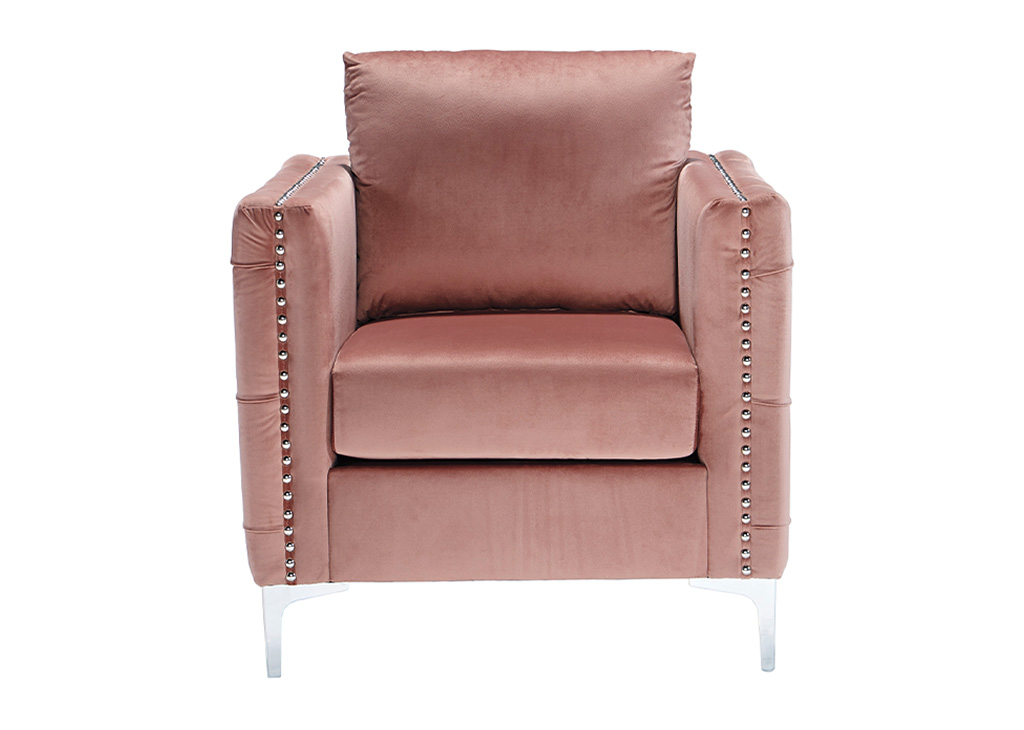 Glam Pink Tufted Micro Velvet Accent Chair