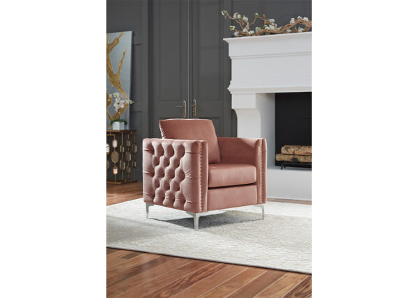 Glam Pink Tufted Micro Velvet Accent Chair