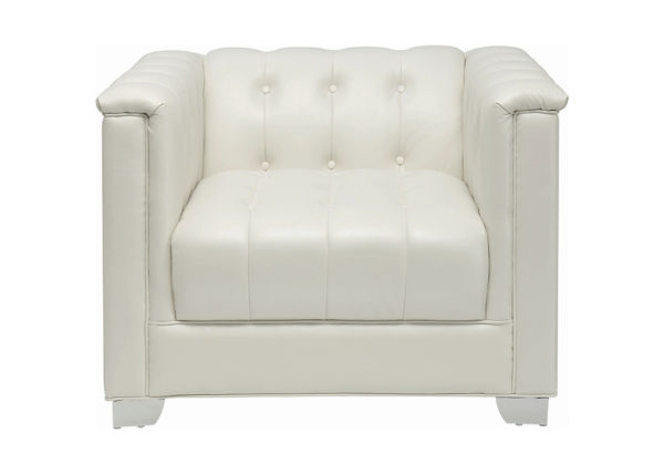 Glam Tufted Tuxedo Accent Chair - White