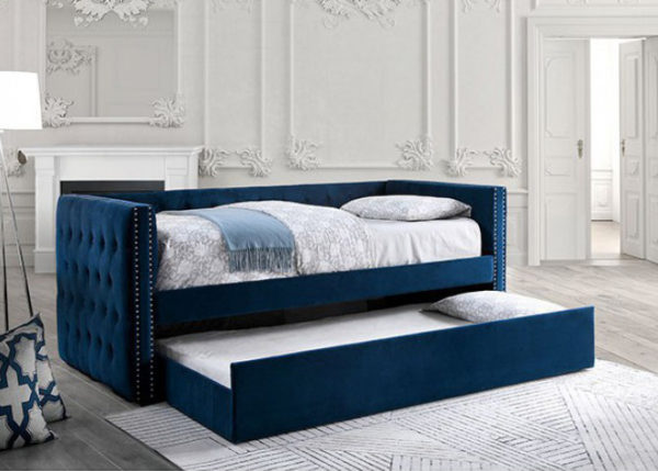 Glam Tuxedo Daybed w/ Trundle in Navy