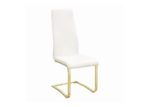 Glam White Leatherette & Gold Dining Chair Set