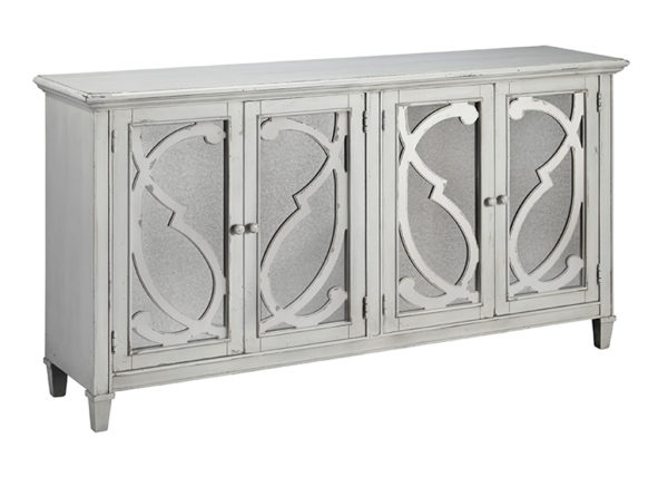 Gray Mirrored Accent Cabinet