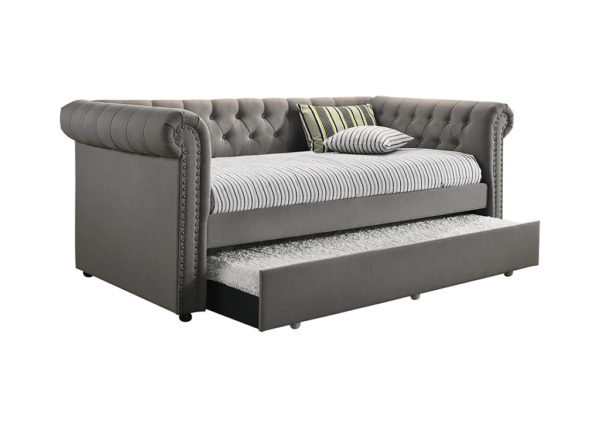 Gray Chesterfield Daybed w/ Trundle