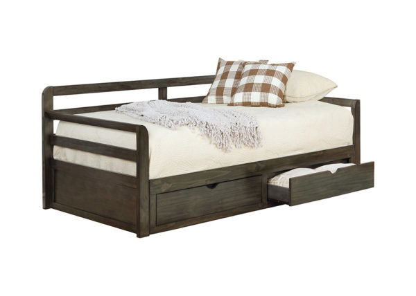 Gray Rustic Daybed w/ Extension Trundle