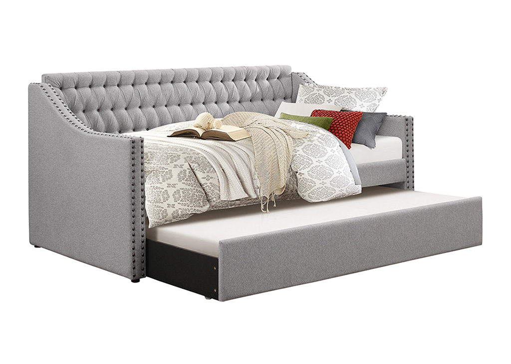 Curved Button Tufted Daybed w/ Trundle