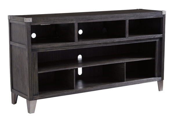 Open Industrial-Inspired Brown-Gray TV Stand