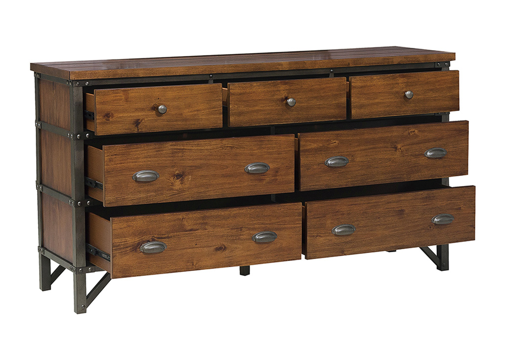 Industrial dresser and clearance nightstand set