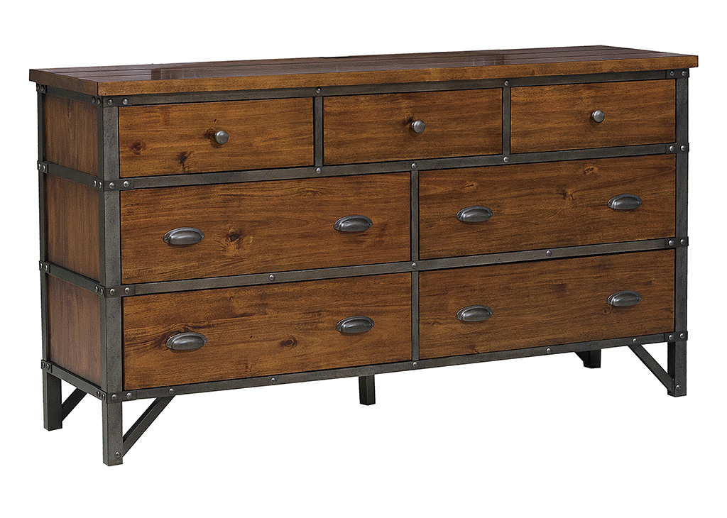 Industrial-Inspired Wood Queen 5 PC Bedroom Set