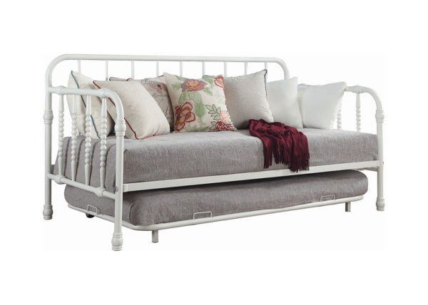 Metal Twin Daybed w/ Trundle in White