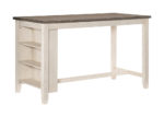 Modern Bookcase & Counter Height Table in Two-Tone Finish - Antique White Frame & Brown Top