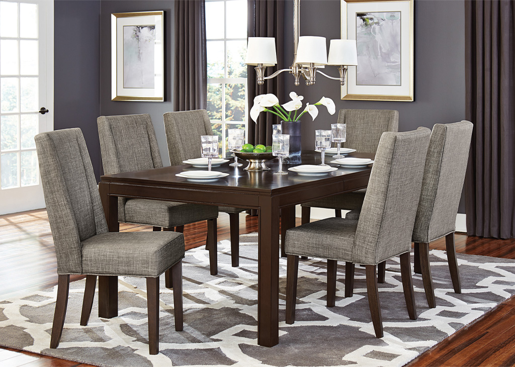 Modern Extendable Dark Brown & Gray 7 PC Dining Set