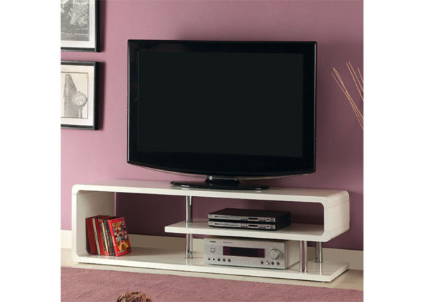 Curled White High Gloss TV Stand