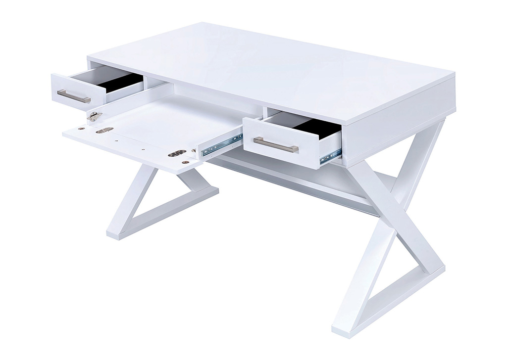 Modern White 3-Drawer Writing Desk