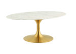 Glossy Marble & Gold Oval Coffee Table