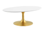White & Gold Oval Coffee Table