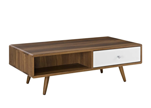 Walnut & White Mid-Century Coffee Table