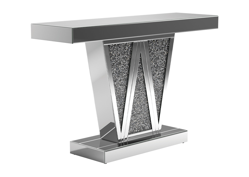 Silver Triangle-Shaped Console Table