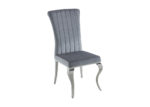 Rolled Back Velvet & Chrome Dining Chair Set - Gray