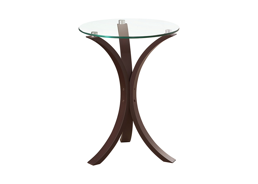 Modern Cappuccino & Glass Accent Table
