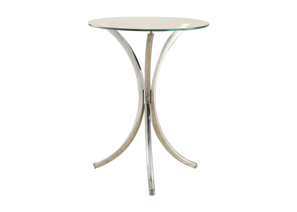 Modern Chrome & Glass Accent Table