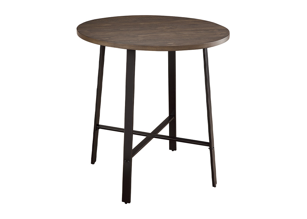 Round Brown & Gray Metal Counter Height Table