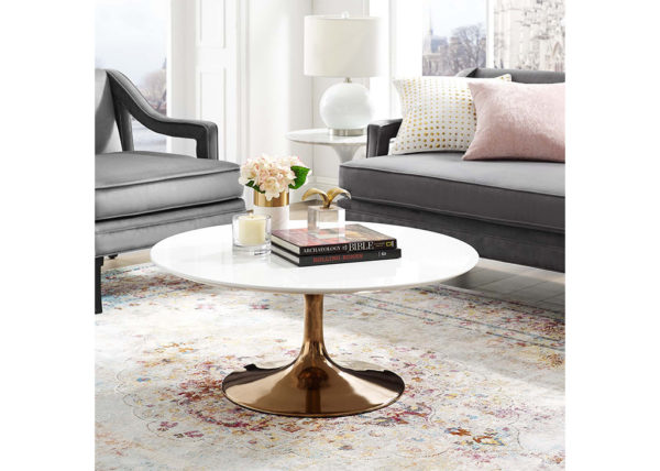 Round White & Rose Gold Coffee Table