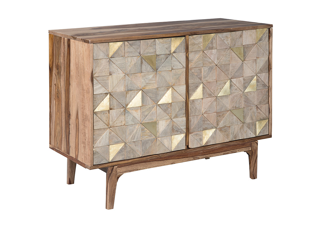 Contemporary Brown & Gold Accent Cabinet